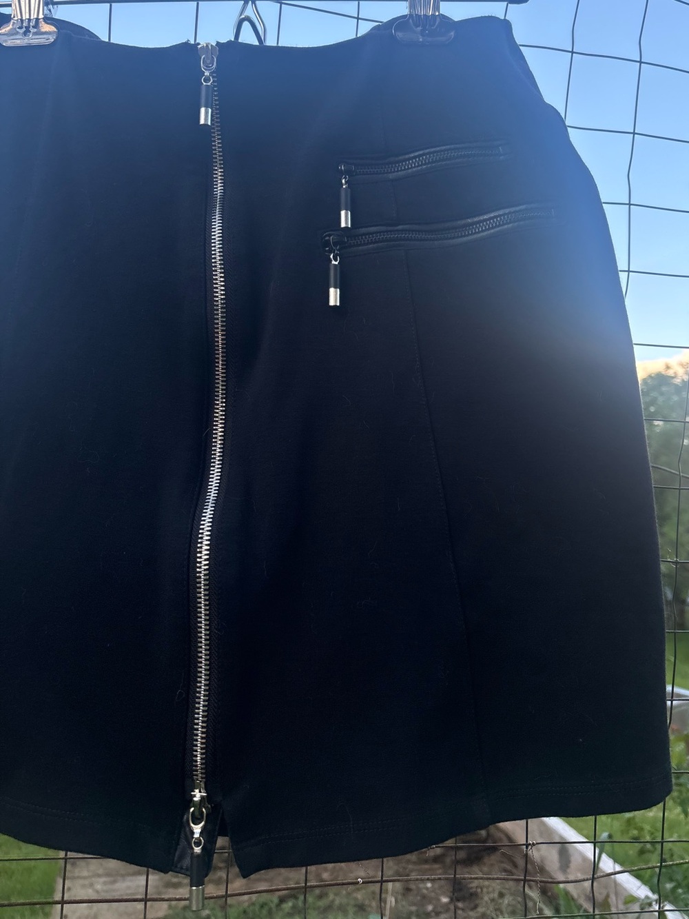 jamie sadock Black Mini Skirt with Front Zip